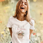 Vers van het Market Name Vrijgezellenfeest T-shirt<br><div class="desc">Vers van het Market Name Vrijgezellenfeest. De woorden Fresh off The zijn in een elegant script. De rest van de tekst kun je gemakkelijk personaliseren. Vier de bruid-to-be met deze charmante boeren markt-geïnspireerde bruids douche uitnodiging. Met een zacht en romantisch waterverf-beeld van een rieten mand vol verse producten en bloemen,...</div>