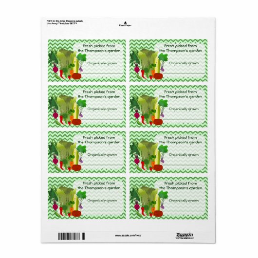 Vers van het tuingroenten label (Full Sheet)