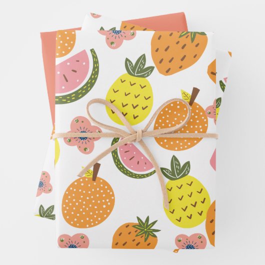 "Vers verpakt: Fruitful Delights cadeaupapier" Inpakpapier Vel (In situ)