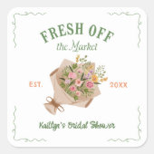 Vers Vers De Markt Bruiloft Boerenmarkt Bruidsfees Vierkante Sticker (Voorkant)