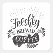 Vers vers gebrouwen koffie vierkante sticker (Voorkant)