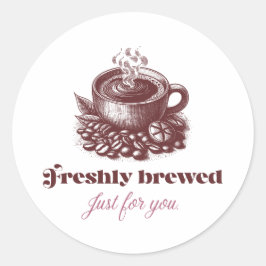 Vers-vers gebrouwen vintage koffiekopontwerp ronde sticker