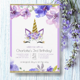 Vers Violet | Unicorn Girl Paars Birthday Party Kaart