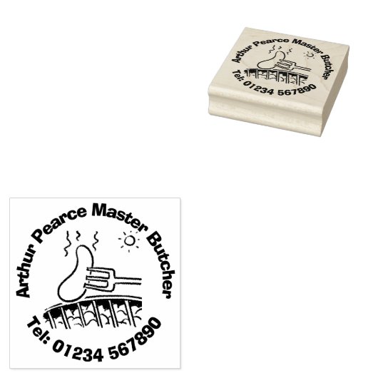 Vers vlees Barbecue Slachter. slagerij Rubberstempel (Gestempeld)