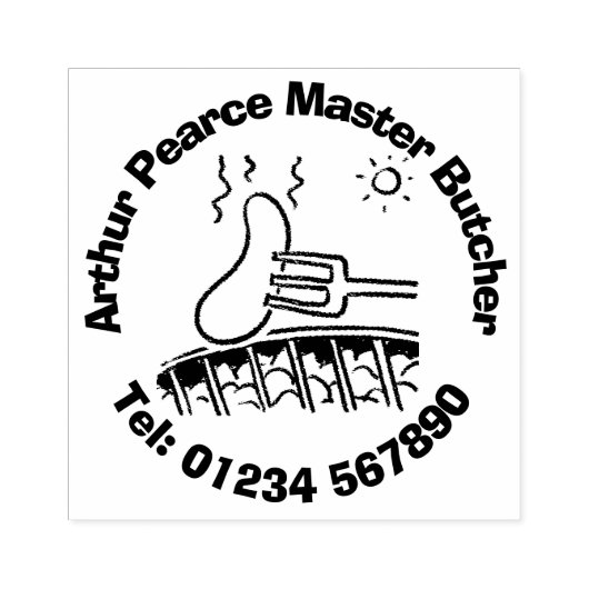 Vers vlees Barbecue Slachter. slagerij Rubberstempel (Afrduk)