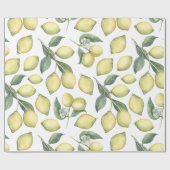 Vers waterverf gele citroenen en bladeren cadeaupapier (Vlak)