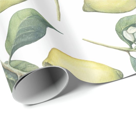 Vers waterverf gele citroenen en bladeren cadeaupapier (Rol Hoek)