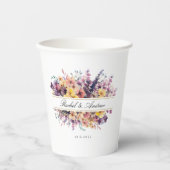 Vers, wilde bloem boeket, handschrift, bruiloft papieren bekers (Voorkant)