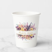 Vers, wilde bloem boeket, handschrift, bruiloft papieren bekers (Achterkant)