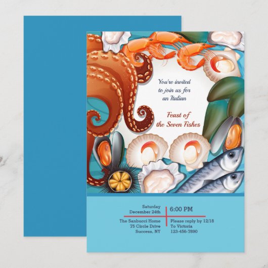 Vers Zeevruchten Diner Party Uitnodiging (Voorkant / Achterkant)