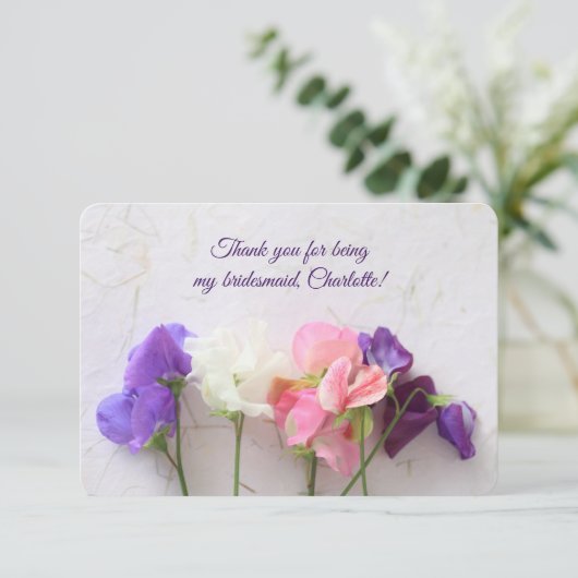 Vers zoete erwten dank u kaart (Staand voorkant)