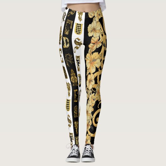 Versace Barocco Lettertype Collectie Leggings (Voorkant)