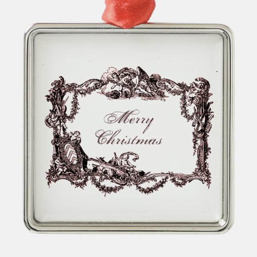 Versailles baroque Merry Kerstmis Weihnachten Metalen Ornament (Voorkant)