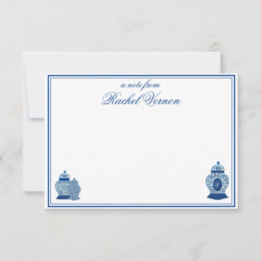 Versailles Chinoiserie Ginger Jar Monogram V Bedankkaart (Voorkant)