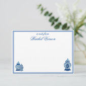 Versailles Chinoiserie Ginger Jar Monogram V Bedankkaart (Staand voorkant)