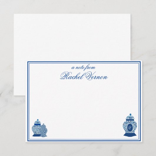 Versailles Chinoiserie Ginger Jar Monogram V Bedankkaart (Voorkant / Achterkant)