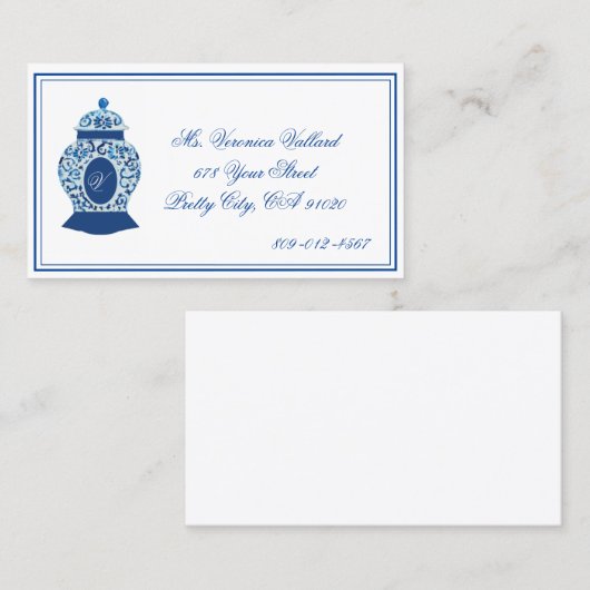 Versailles Chinoiserie Ginger Jar Monogram V Visitekaartje