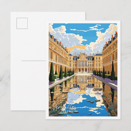 Versailles Frankrijk Kunst vintage reisillustratie Briefkaart (Voorkant / Achterkant)