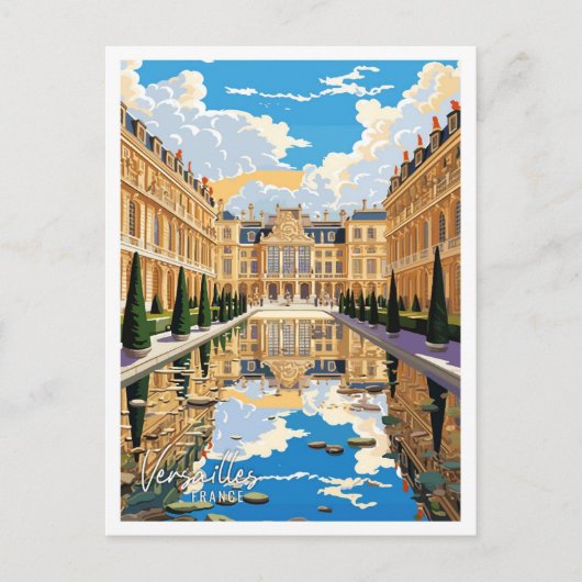 Versailles Frankrijk Kunst vintage reisillustratie Briefkaart (Voorkant)