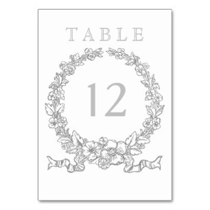 Versailles Gray Elegant Floral Wreath Kaart