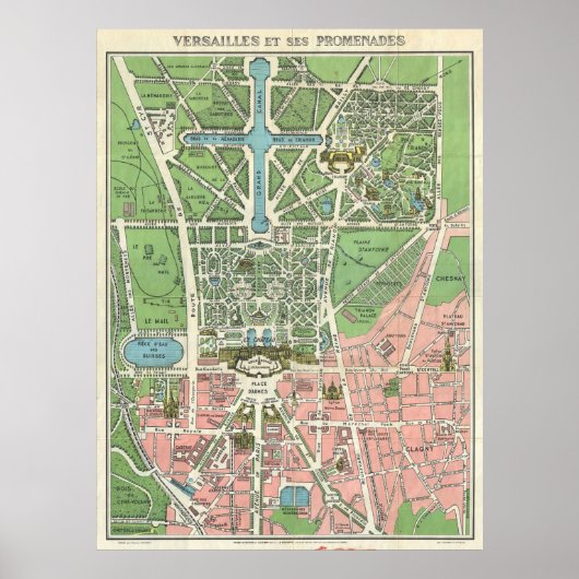  Versailles Map Travel Poster (Voorkant)