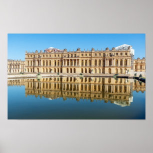 Versailles paleis en reflectie in een vijver poster