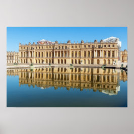 Versailles paleis en reflectie in een vijver poster