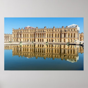 Versailles paleis en reflectie in een vijver poster