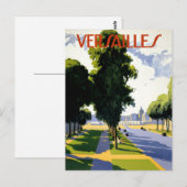 Versailles Vintage Travel Poster teruggezet Briefkaart (Voorkant / Achterkant)