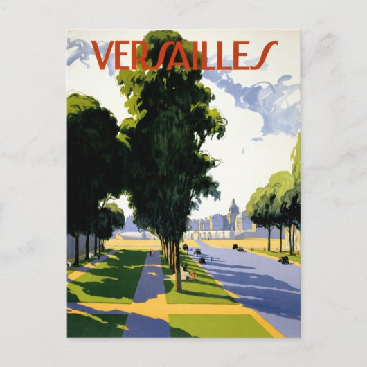 Versailles Vintage Travel Poster teruggezet Briefkaart (Voorkant)