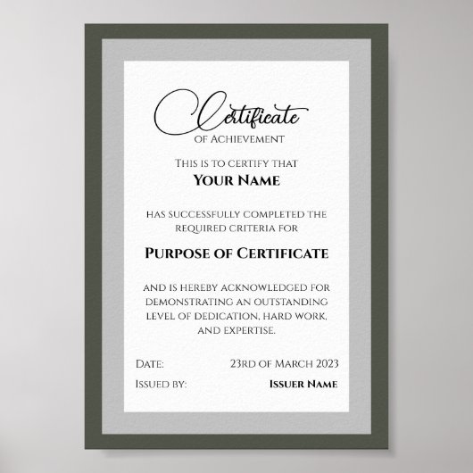 Versatile Achievement Certificate Template Poster (Voorkant)
