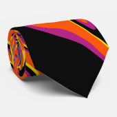Verscheept in zwart, roze, Sinaasappel en geel Stropdas (Opgerold)