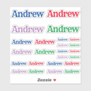 Verscheidenheid aan maten van de naam Andrew Sticker