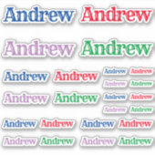 Verscheidenheid aan maten van de naam Andrew Sticker (Voorkant)