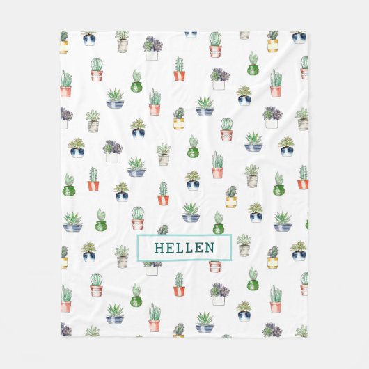 Verscheidenheid van cactus in planterpatroon fleece deken (Voorkant)