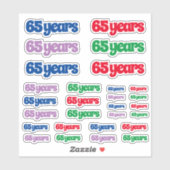 Verscheidenheid van Grootte van 65 Jaar Sticker (Vel)