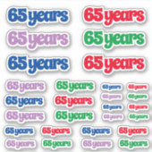 Verscheidenheid van Grootte van 65 Jaar Sticker (Voorkant)