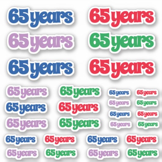 Verscheidenheid van Grootte van 65 Jaar Sticker (Voorkant)