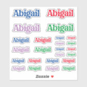 Verscheidenheid van Grootte van de Naam Abigail Sticker (Vel)