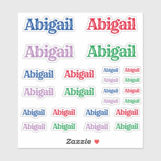 Verscheidenheid van Grootte van de Naam Abigail Sticker (Vel)