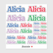 Verscheidenheid van Grootte van de Naam Alicia Sticker (Vel)