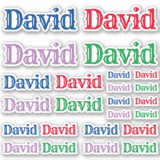 Verscheidenheid van Grootte van de Naam David Sticker (Voorkant)
