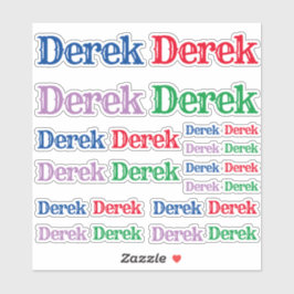 Verscheidenheid van Grootte van de Naam Derek Sticker