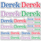 Verscheidenheid van Grootte van de Naam Derek Sticker (Voorkant)