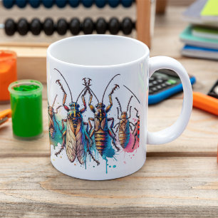 Verscheidenheid van insecten voor buiten- en kampe koffiemok