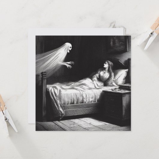 Verschijning van een geest aan een slaper Antieke  Kaart (Voorkant / Achterkant in situ)