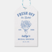 Verschijnt binnenkort op de Markt Blauw Bruidsfees Cadeaulabel (Voorkant)