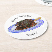 Verschijnte afbeelding van de cartoon van de  ronde kartonnen onderzetter (Gebogen)