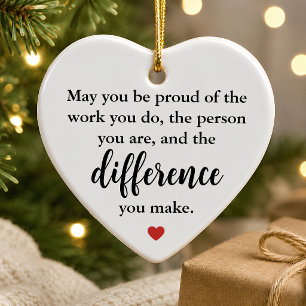 Verschil dat je maakt Waarderingsgeschenk Hart Keramisch Ornament