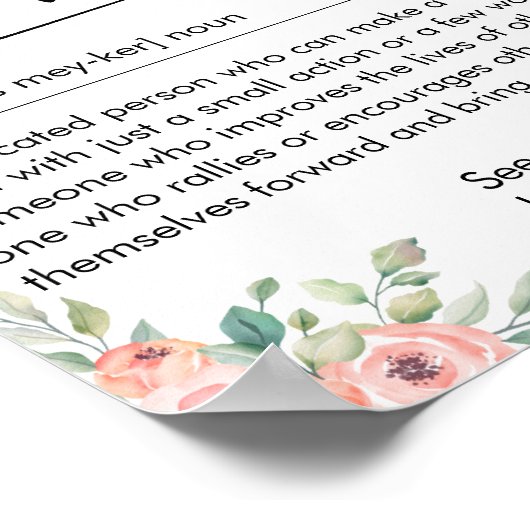 Verschil Maker Definitie Waardering voor haar Poster (Hoek)